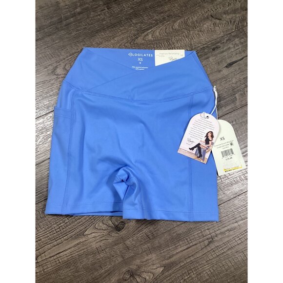 Blogilates Womens Crisscross Scrunch Bike Shorts Blue Size XS  Gymwear Workout - Picture 1 of 7